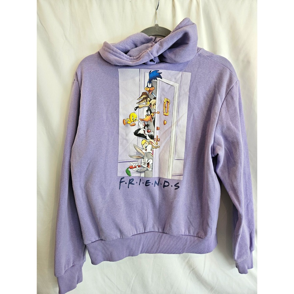 Warner Bros 100 Looney Tunes Friends Hoodie Womens S Lilac Zip Up Bugs Bunny